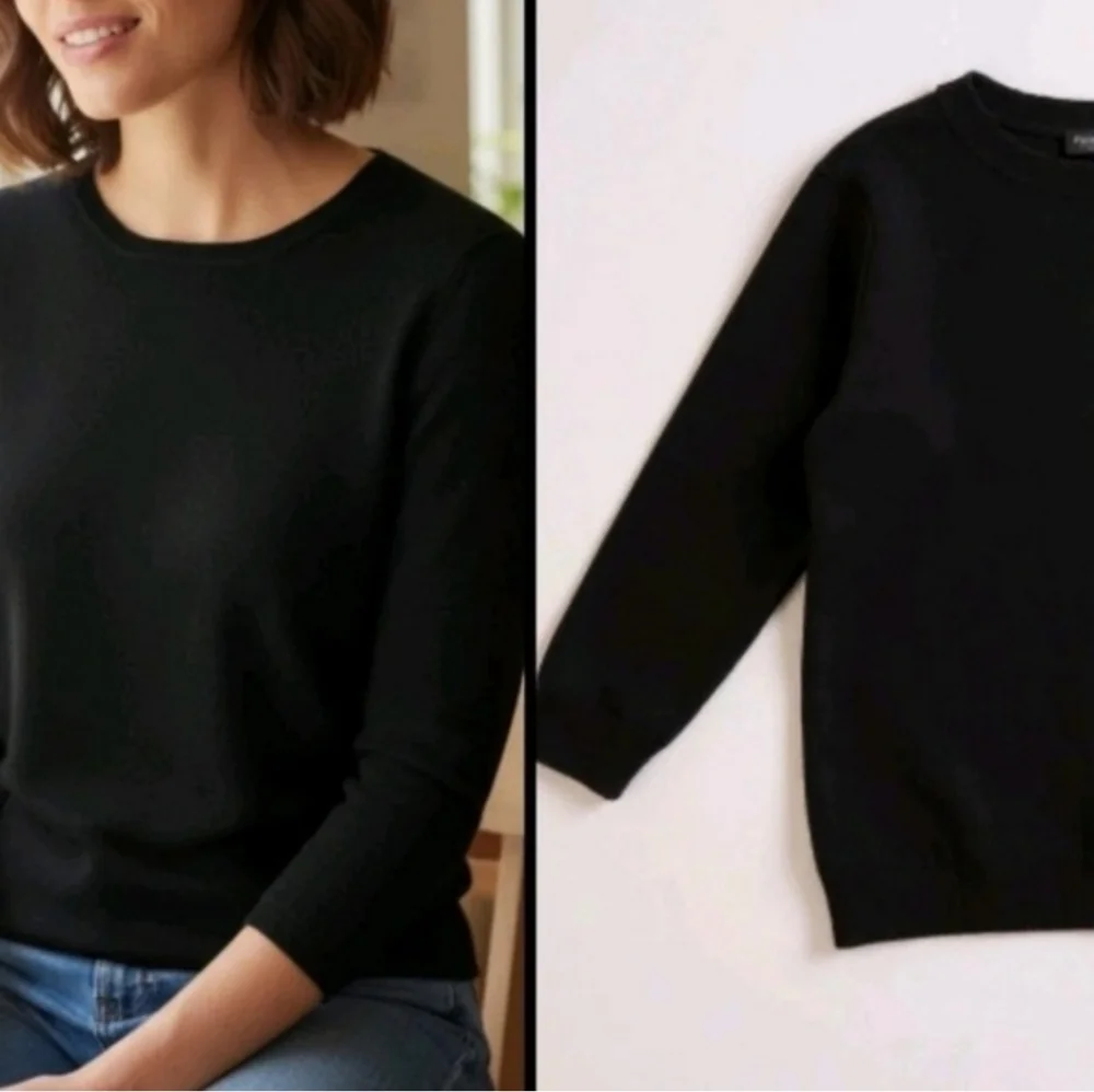 Talbots Black Cashmere Sweater M Petite - Picture 2 of 7